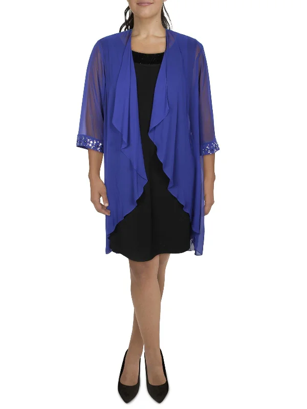 Plus Womens Sheer Drapey Duster Blazer Stylish Women’s Blazer