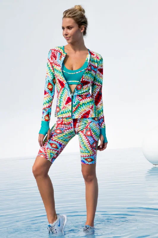 WILD HEART - Fitted Zip Jacket & Mixed Waistband Capri • Multicolor Women's fashion jackets sale