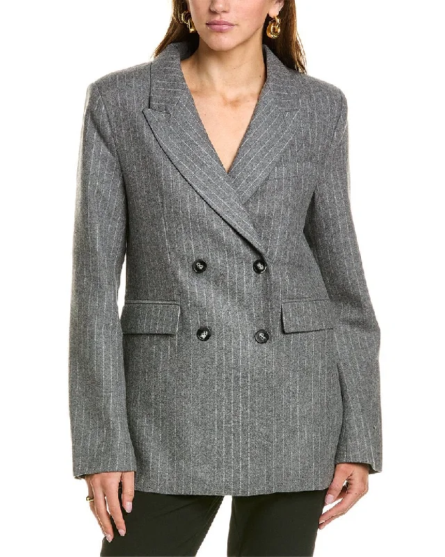 Sophie Rue Roen Wool-Blend Suit Jacket Long Blazer Style