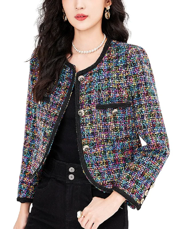 WLZD Wool-Blend Blazer Button Detail Blazer