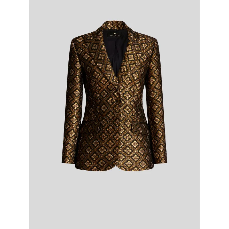 JACQUARD JACKET WITH MEDALLIONS Elegant Office Blazer