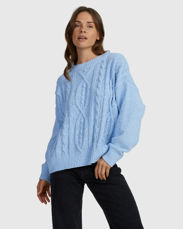 Womens Missing The Waves Long Sleeve Jumper Pullover with Zipper