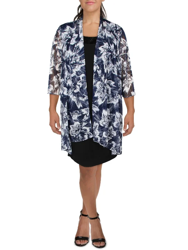 Plus Womens Mesh Printed Duster Blazer Stylish Women’s Blazers