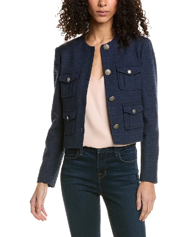 Ted Baker Cropped Boucle Wool-Blend Jacket Chic Office Blazer