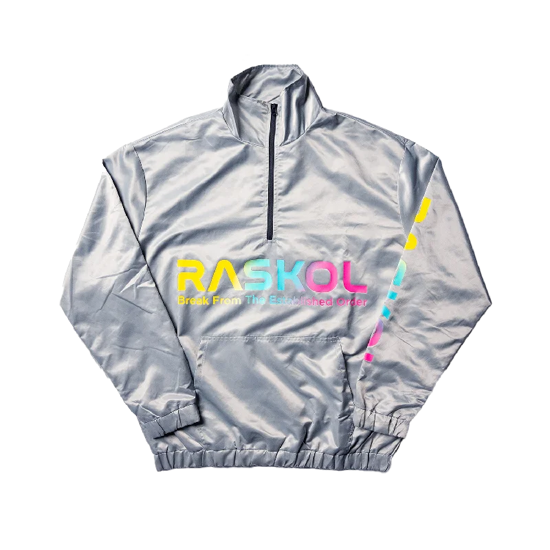 RASKOL Athletic Windbreaker Jacket (Silver) Women's college jackets