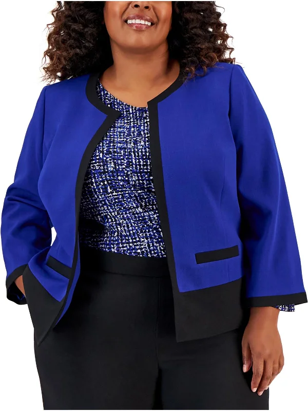 Plus Womens Lined Business Open-Front Blazer Elegant Blazer Look