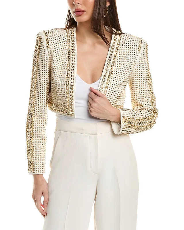 alice + olivia Maria Leather Crop Jacket Modern Women’s Blazer