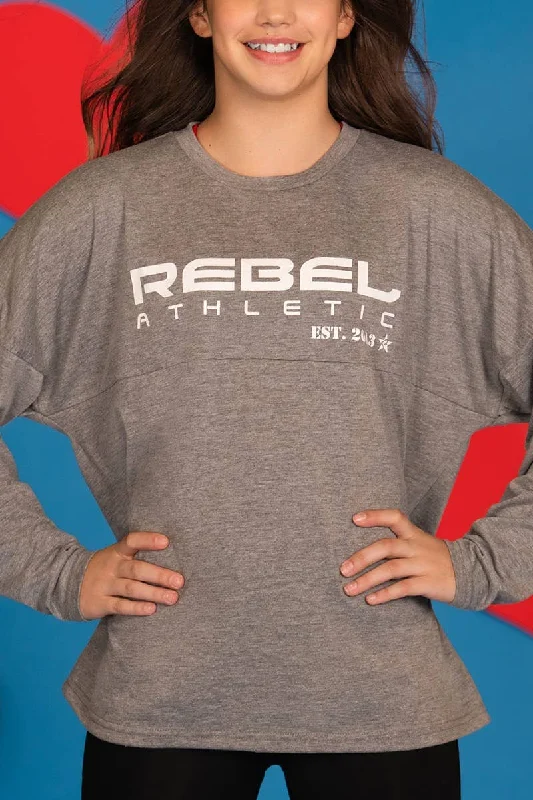 Rebel Established Long Sleeve Tee in Dark Gray Vintage Pullover Sweater