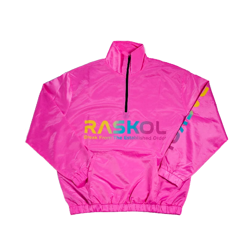 RASKOL Athletic Windbreaker Jacket (Neon Pink) Women's puffer jackets