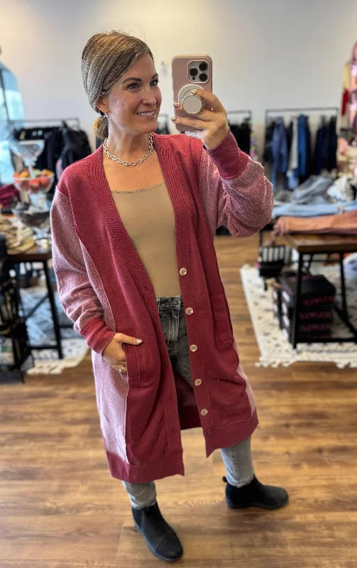 Desi Sweatshirt Cardigan - Maroon