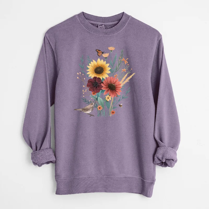 Fall Bouquet - Unisex Pigment Dyed Crew Sweatshirt Casual Graphic Hoodies