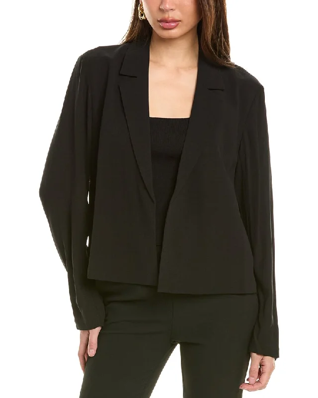 EILEEN FISHER Silk Blazer Checked Blazer Jacket