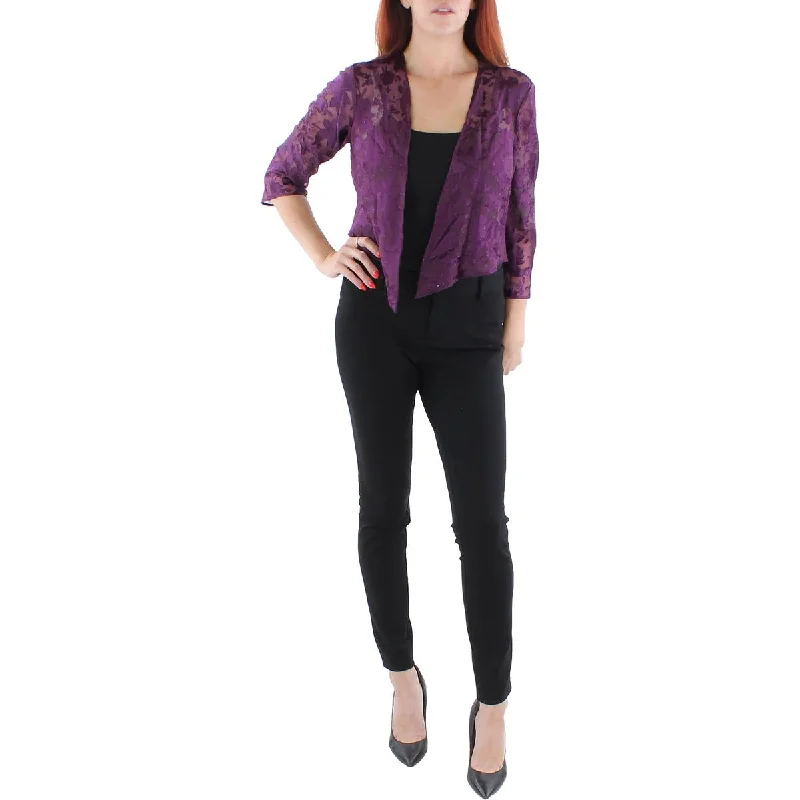 Womens Jacquard Burnout Bolero Slim Fit Office Blazer