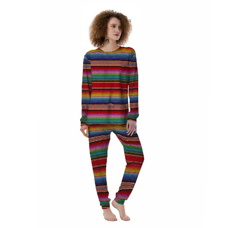 Blanket Mexican Colorful Print Pattern Women's Pajamas Polyester pajama sets