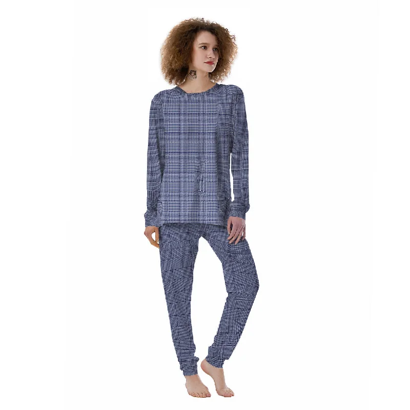 Blue Check Prince of Wales Print Women's Pajamas Discounted pajama sets