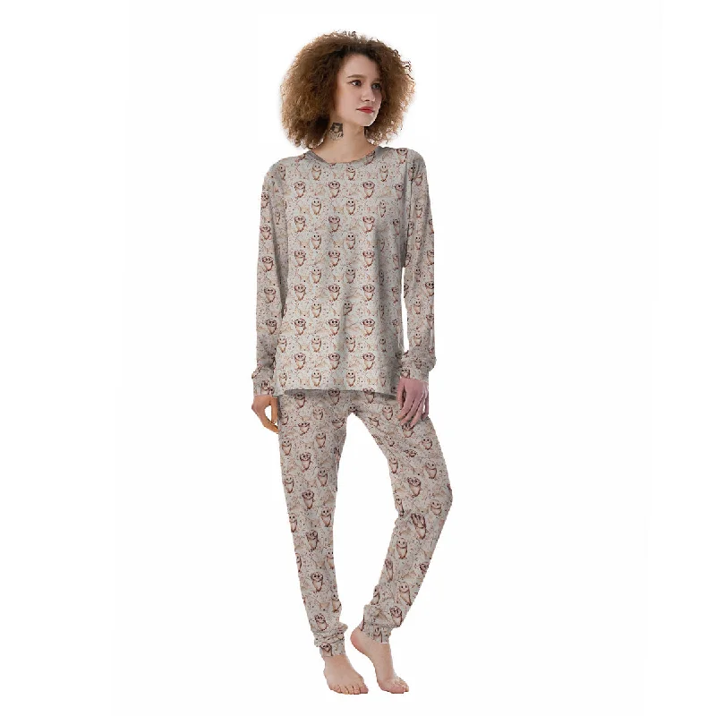 Boho Cute Owl Print Pattern Women's Pajamas Velvet pajama sets