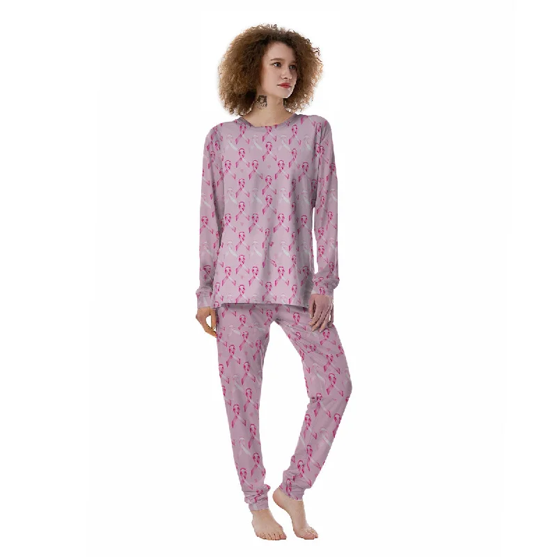 Breast Cancer Awareness Print Pattern Women's Pajamas Thermal pajama sets