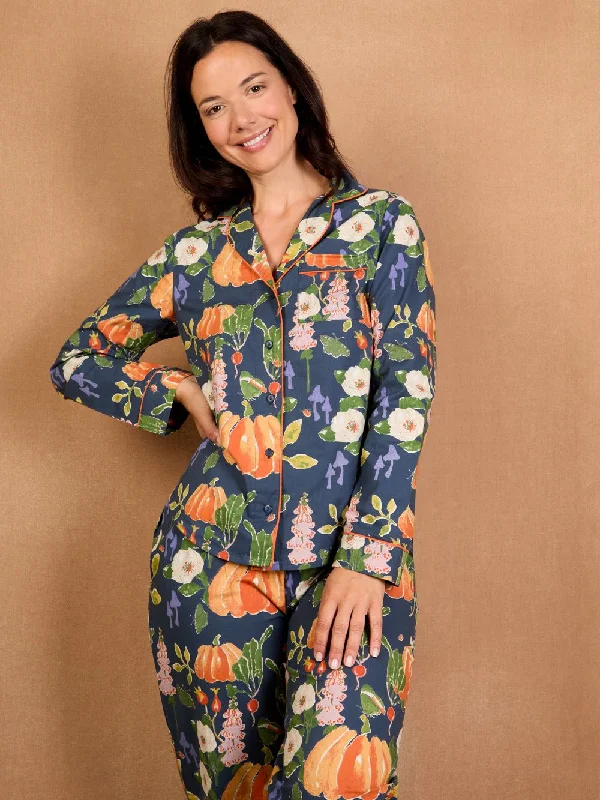 Womens Cotton Traditional Pyjamas Pumpkin Patch Expensive pajama sets