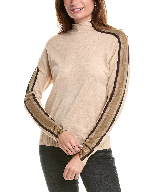 Yal New York Mock Neck Stripe Sweater Oversized sweaters