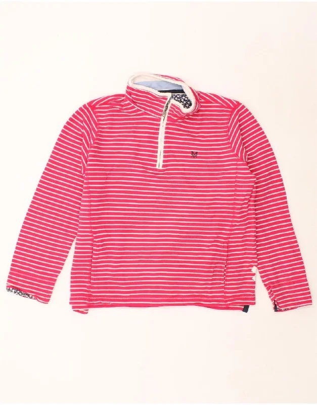 CREW CLOTHING Womens Zip Neck Sweatshirt Jumper UK 16 Large  Pink Striped Holiday sweaters