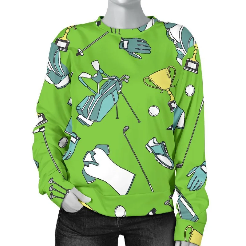 Golf Green Print Pattern Women's Sweatshirt Best sweaters for cold weather