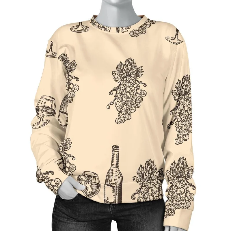 Grape Wine Pattern Print Women's Sweatshirt North Face sweaters