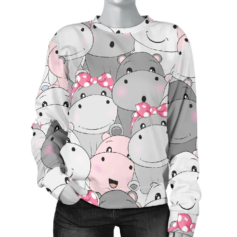 Hippo Cute Print Pattern Women's Sweatshirt UV protection sweaters