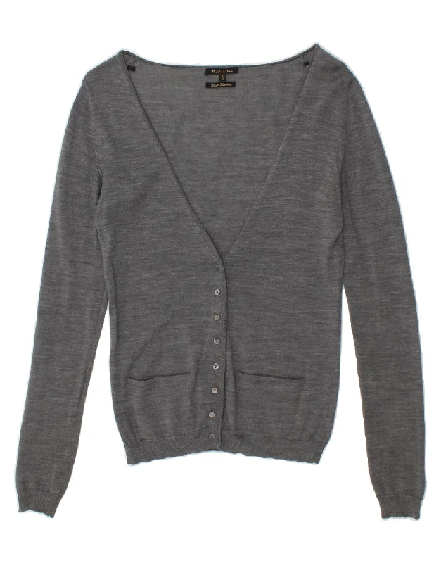 MASSIMO DUTTI Womens Cardigan Sweater UK 8 Small Grey Wool Best sweaters for fall