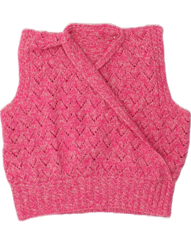 VINTAGE Womens Vest Tank Top UK 16 Large Pink Flecked Women's sweaters