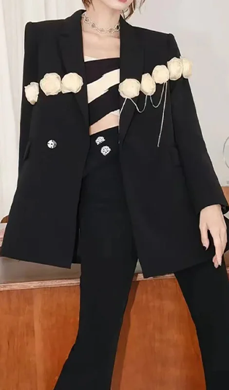 FLOWERS CHAIN BLACK BLAZER Best mini dresses for formal events