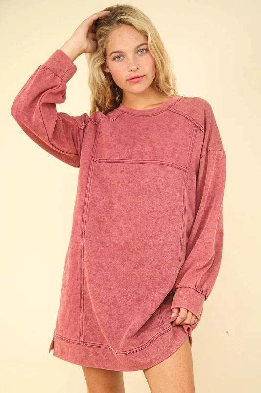 Mineral Washed Oversized Sweatshirt Mini Dress Summer party mini dresses