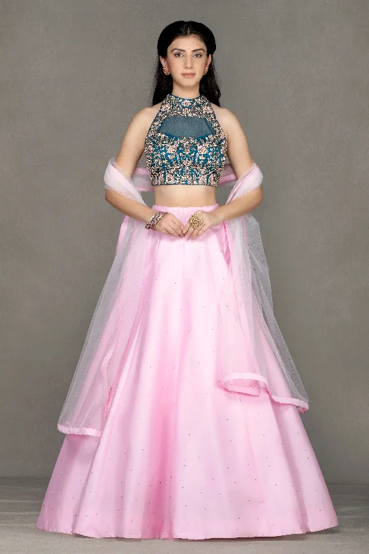 Turquoise embroidered top & pink skirt Tulle unclassified skirts