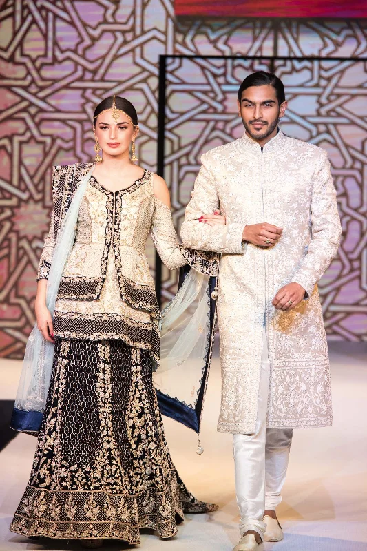 Grey-Navy Lehenga and Ivory Sherwani Y2K unclassified skirts