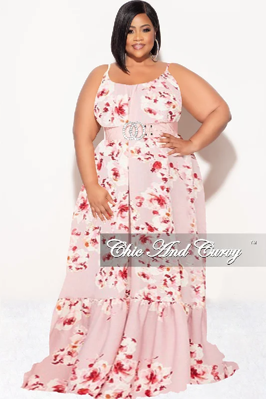 Final Sale Plus Size Maxi Dress with Spaghetti Straps in Mauve Floral Print Spring maxi dresses