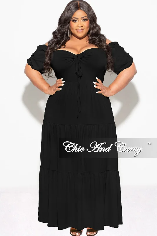 Final Sale Plus Size Short Sleeve Tiered Maxi Dress in Black Best maxi dresses for formal events