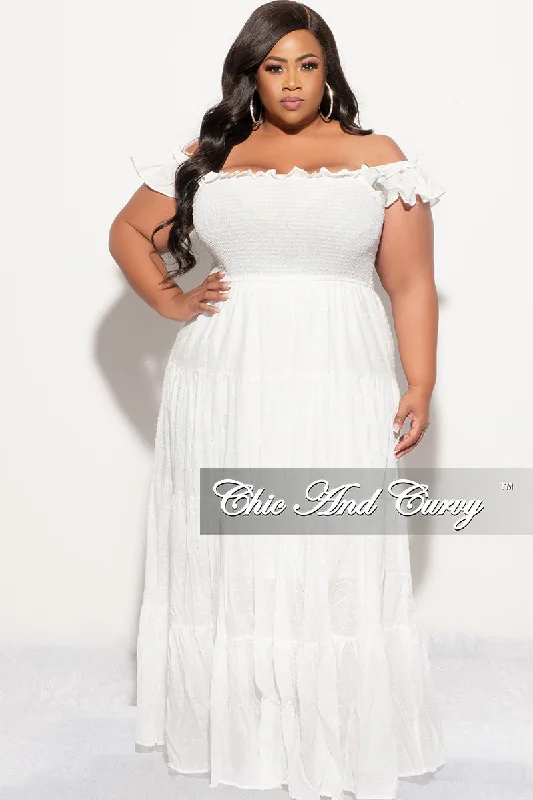 Final Sale Plus Size Sleeveless Frill Tiered Maxi Dress in White Boho maxi dresses