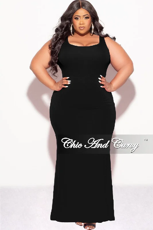 Final Sale Plus Size Tank Maxi Dress in Black Smocked maxi dresses