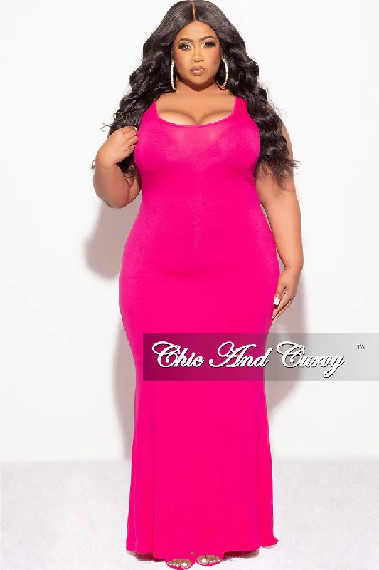 Final Sale Plus Size Tank Maxi Dress in Fuchsia Women's maxi dresses