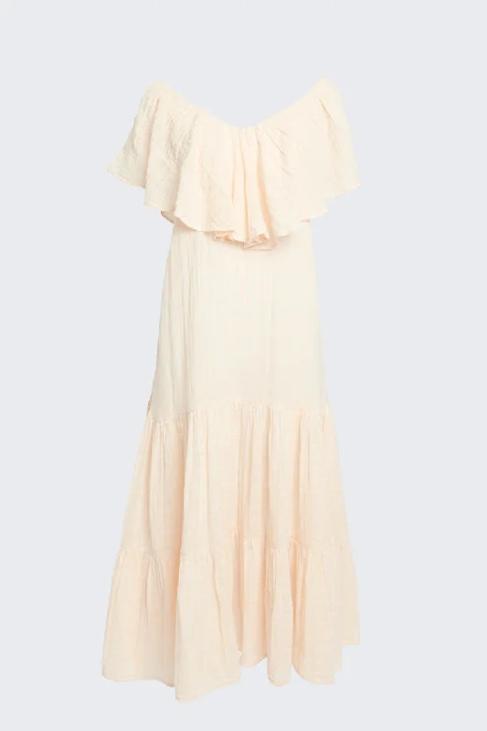 Pale Peach Lily Elisabeth Ruffle Maxi Dress Formal maxi dresses