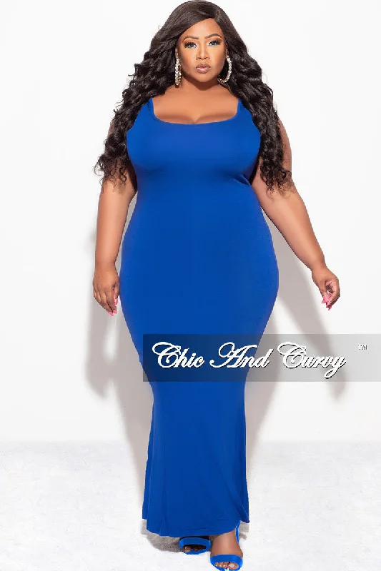 Final Sale Plus Size Tank Maxi Dress in Royal Blue Fashion Nova maxi dresses