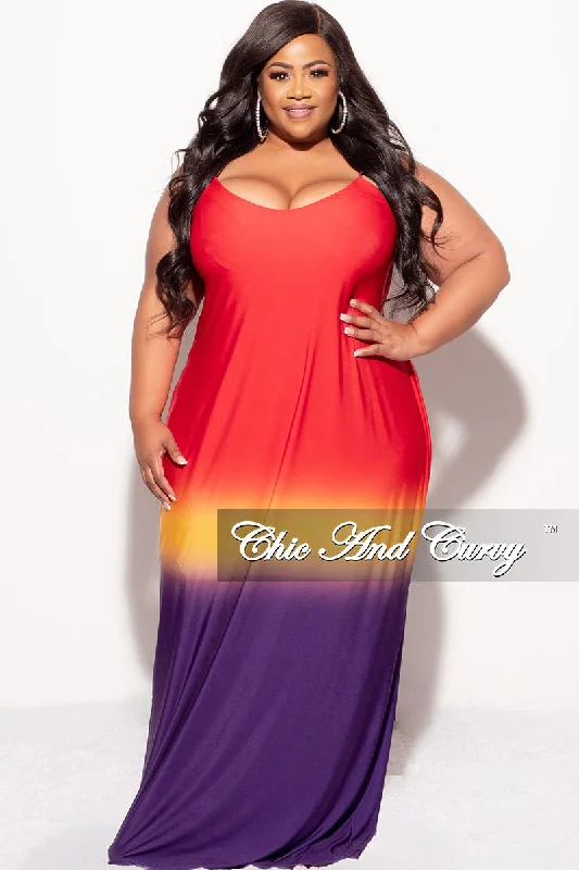 Final Sale Plus Size Spaghetti Strap Maxi Dress Red Mustard and Purple Festival maxi dresses