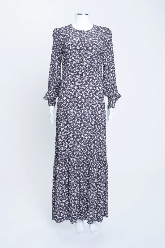 Floral Print Tiered Long Sleeve Maxi Dress Comfortable maxi dresses for everyday wear