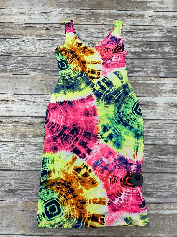 Tie Dye Print Dress Casual Midi Cme, Size L Hot new arrivals in midi dresses