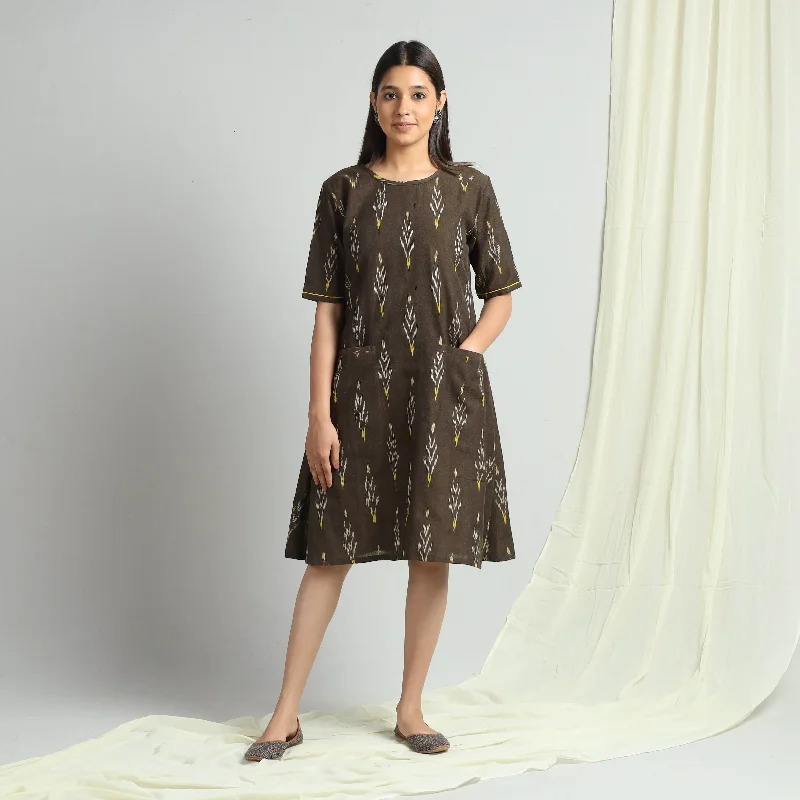 Brown - Pochampally Ikat Weave Cotton Dress Y2K unclassified dresses