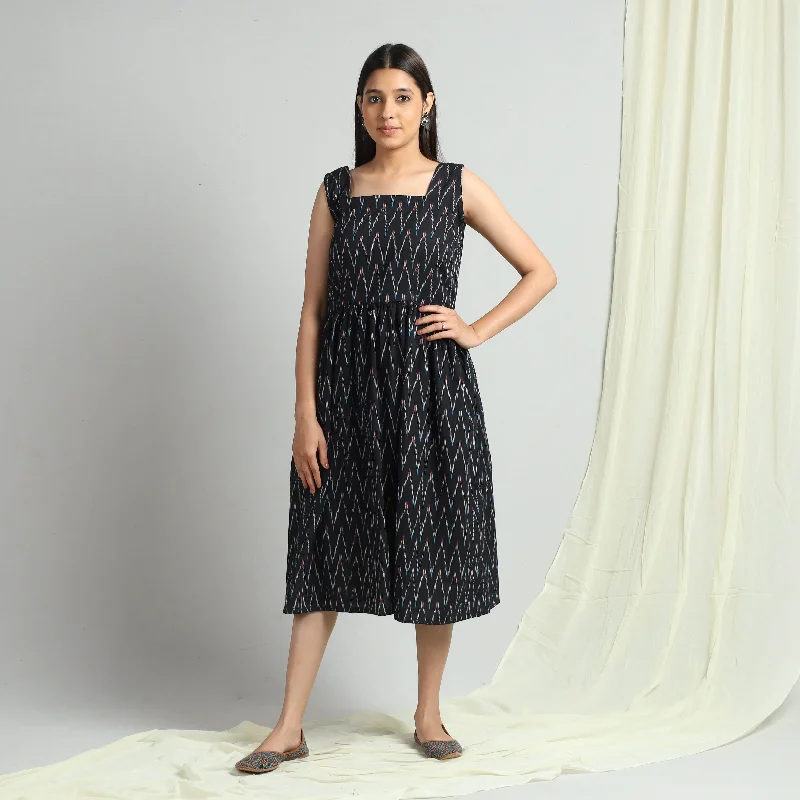 Black - Pochampally Ikat Weave Cotton Dress Sequin unclassified dresses