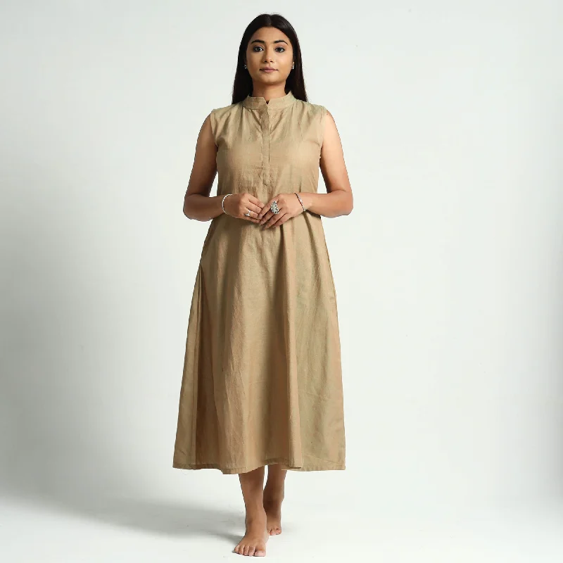 Brown - Plain Handloom Cotton Dress Beach unclassified dresses