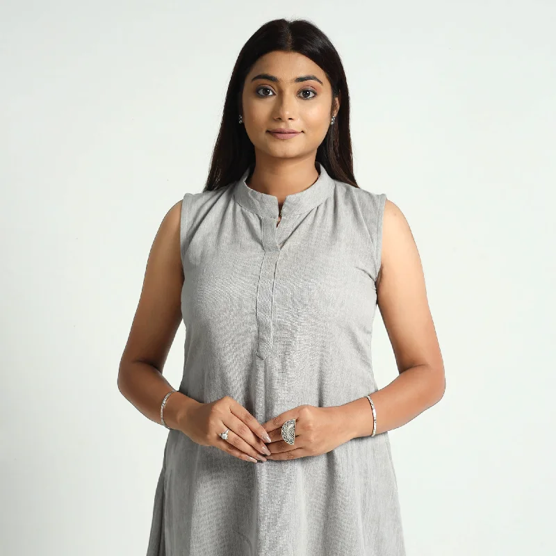 Grey - Plain Handloom Cotton Dress Popular unclassified dresses