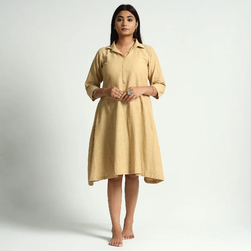 Beige Plain Handloom Cotton Dress Silk unclassified dresses