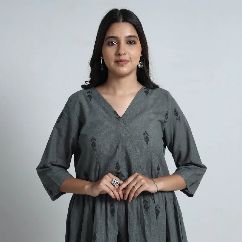 Dark Grey - Exquisite Jacquard Cotton Dress Everyday wear unclassified dresses