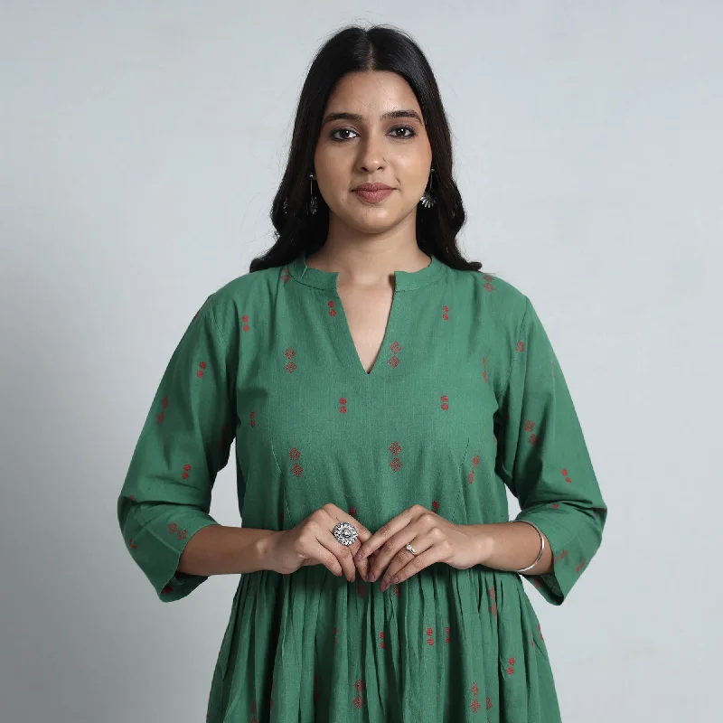 Green - Exquisite Jacquard Cotton Dress Anniversary unclassified dresses